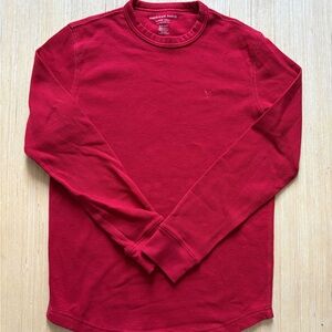 American Eagle Super Soft Waffle Textured Standard Fit Red Long Sleeve Shirt XS